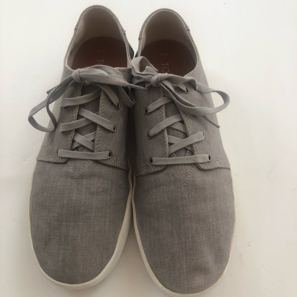 Toms Peyton Gray Canvas Shoes Sz 12